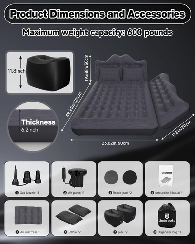 Truck Air Mattress Back Seat| Inflatable Car Camping Mattress Bed for Back Se... - Picture 3 of 8