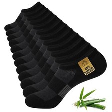 No Show Socks Men, Rayon from Bamboo Low Cut Thin Ankle 10-13 Black 6 Pairs