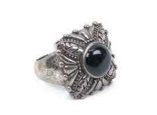 Vintage .925 Sterling Silver Black Onyx Stone Statement Ring Sz 8 MWS Thailand