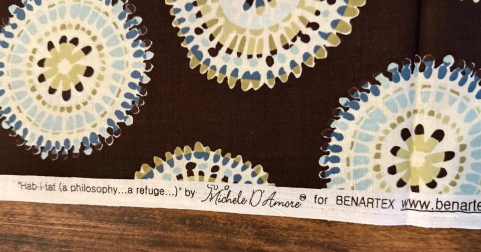 Habitat A Philosophy A Refuge Benartex Geometric Fabric Brown Blue 38 x 44” - Image 4 of 4