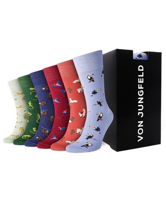 Damensocken 1 PAAR von Jungfeld 6 Motive Wildtiere multicolor Gr. 35-38