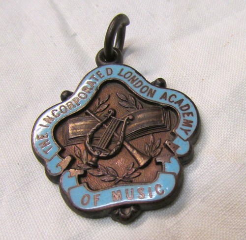 Bronce vintage 1934 de la Academia de Música de Londres con esmalte FOB - Imagen 4 de 6