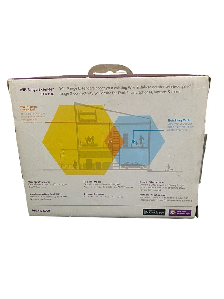 NETGEAR AAC750 WiFi Range Extender EX6100 Dual-band Wall-plug External Antenna - Image 3 of 4