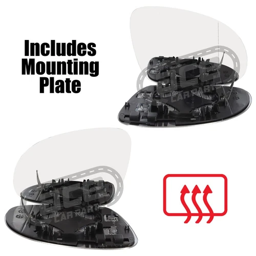 VW Passat B6 2005-2011 Wing Door Mirror Glass Heated Aspherical & Convex 1 Pair