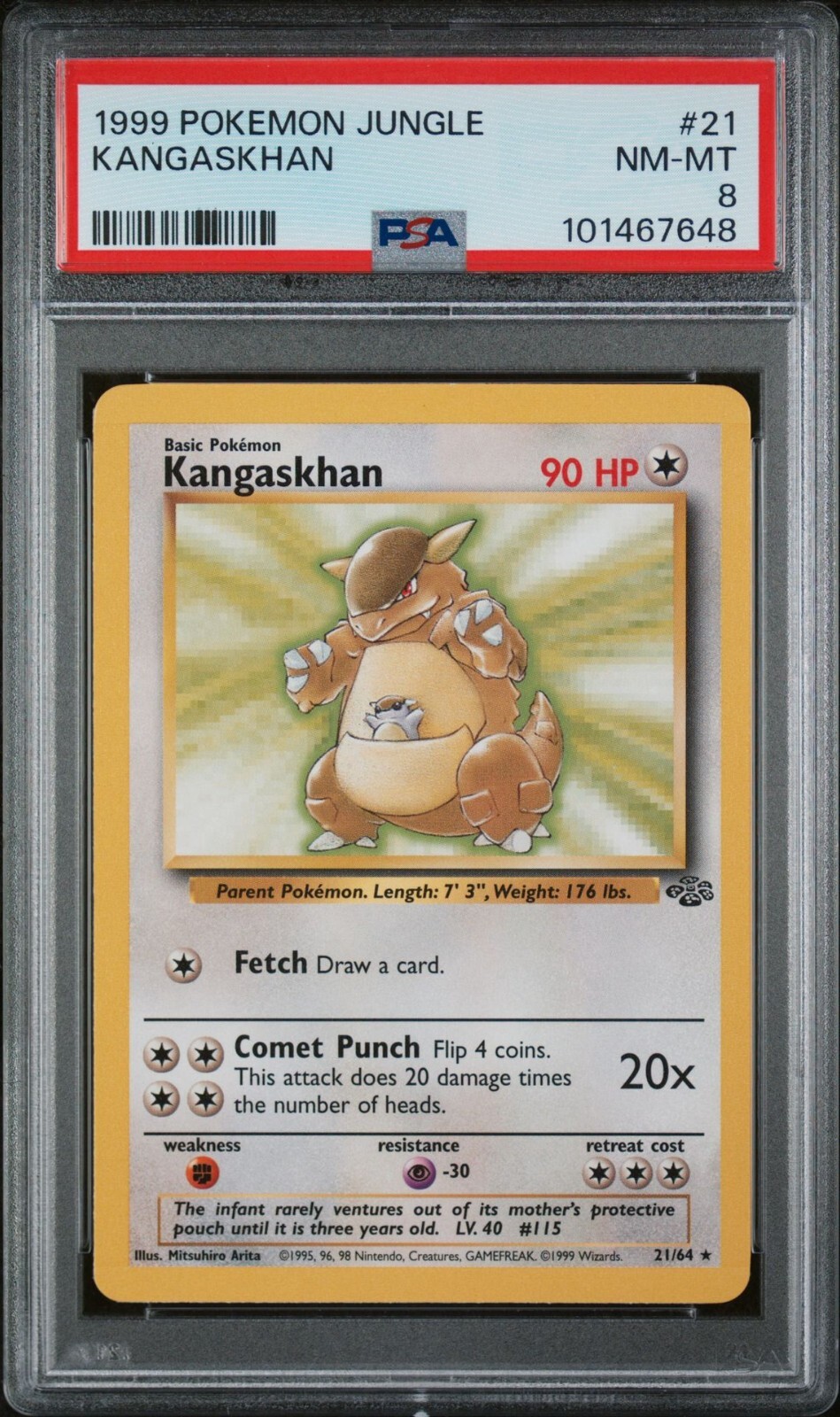 1999 Pokemon Jungle Kangaskhan #21 Graded PSA 8