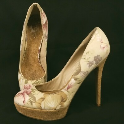 Aldo Womens 40 Floral Platform Stiletto Heels Pumps Shoes