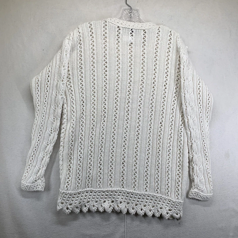 Suéter de punto abierto vintage para mujer pequeño Cottage Granny Core texturizado años 90 Y2K usado en excelente estado Foto 3 de 4