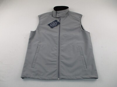 St Johns Bay Vest Mens Medium Gray Softshell Outdoor Hiking Windproof Zip