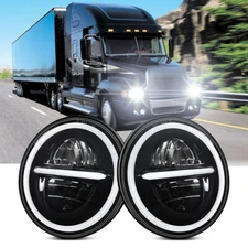 7inch Round Sealed LED Headlights Halo Projector For Freightliner Century Class