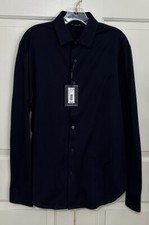 NWT Hart Schaffner Marx size M navy blue long sleeve button up shirt mens 98