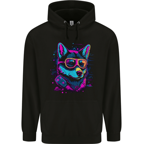 A Retrowave Husky Dog Childrens Kids Hoodie