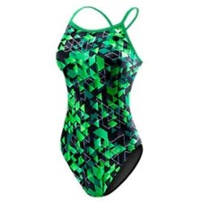 TYR Womens Labyrinth Diamondifit One Piece Swimsuit Keyhole Back Green 26/XS
