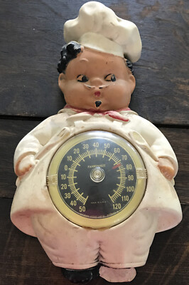 Vintage Chalk ware 40's Bello Stern French Chef Thermometer Chipped Foot