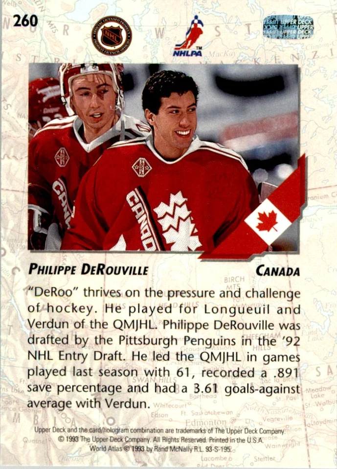 1993-94 Upper Deck Philippe DeRouville RC Canada #260 - Image 2 of 2