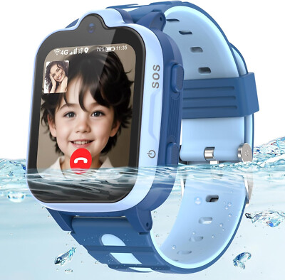 4G Smartwatch Kinder mit GPS und Telefon SOS - IP67 Wasserdicht Kinderuhr WiFi