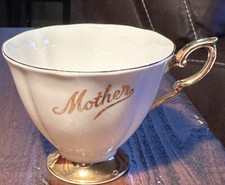 Vintage White Gold Royal Standard Fine Bone China Tea Cup Mother