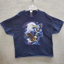 ODM Men T-Shirt 3XL Blue Eagle Galaxy Space Graphic Print Short Sleeve Tee