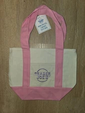 Trader Joe's Mini Pastel Canvas Tote Bag Pink Limited - FREE SHIPPING 