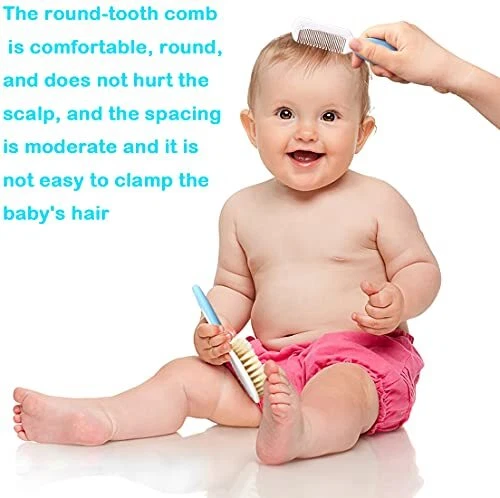 Baby Hair Brush &Silicone Baby Cradle Cap Brush Set, for Newborns & Blue - Picture 4 of 6