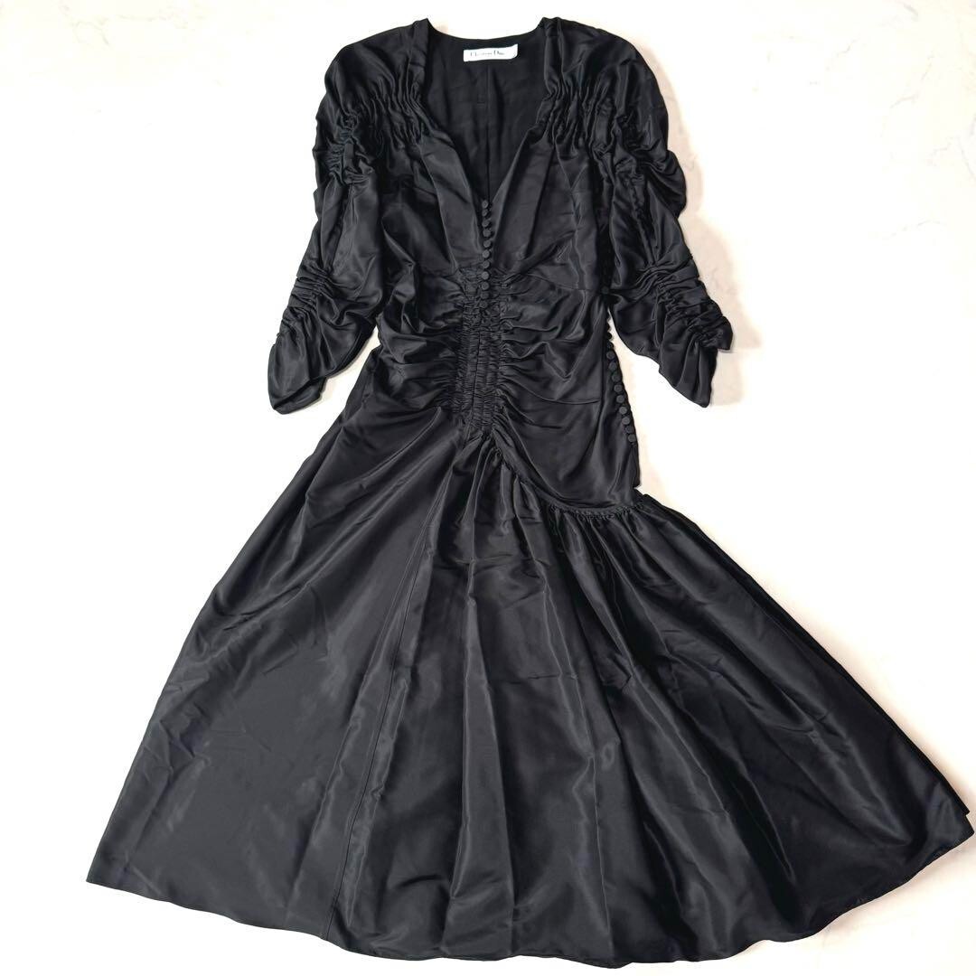 Christian Dior Dress asymmetry Women Size 40 Silk Black 7C21605A1638 - Main Image