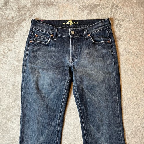 7 For All Mankind Size 27 X 28 Original Bootcut Denim Blue Jeans Women's - Picture 9 of 9