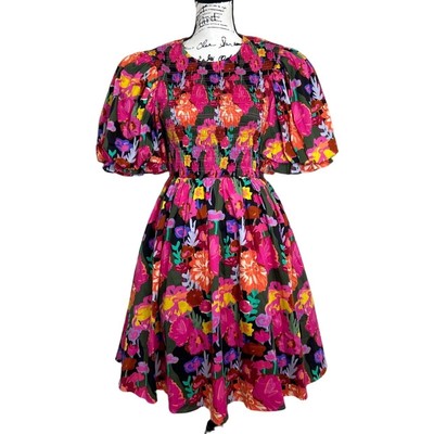 Crosby By Mollie Burch Women's Dress Lizzy Floral Smocked Puff Sleeve NWT Size S