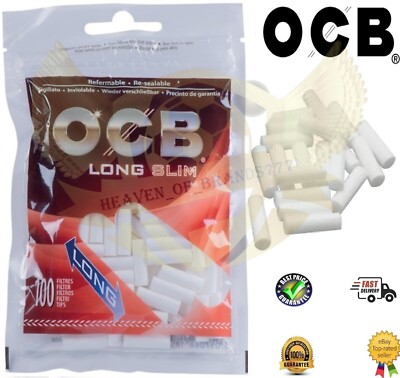 OCB Long Slim 6 mm Cigarette Filter Tips 10 x Bags Of 100 Tips Per Bag (1000pcs)