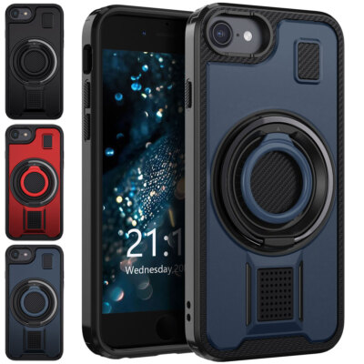For iPhone SE 2nd Gen /SE 2020 Shockproof Double-Ring Kickstand Phone Case Cover