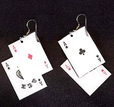 FOUR-ACES PLAYING CARDS EARRINGS Novelty Casino Game Lucky Charm Funky Jewelry
