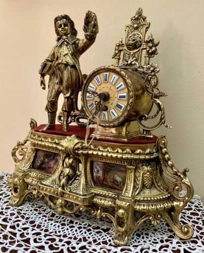 Antico orologio da tavolo in bronzo dorato francese parigina - Foto 3 di 9