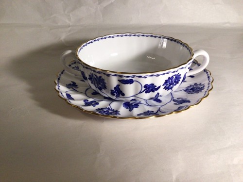 Copeland Spode BLEU Colonel Handled Cream Soupol avec soucoupe sous plat 395839