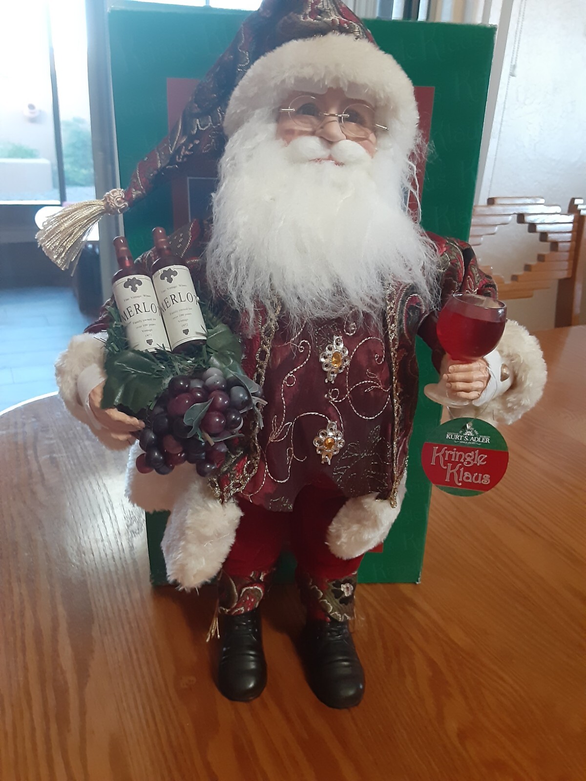 Christmas Santa Kringle Claus by Kurt Adler Merlot Wine Santa New eBay