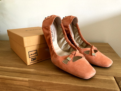 TOD'S Damen Schuhe Ballerinas 38,5 lachsrosa Leder Karree Slipper Mokassins TOP