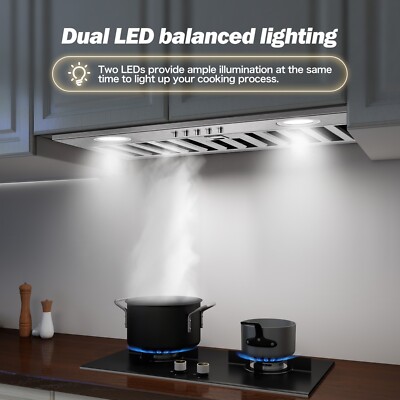 20 inch Built-In/Insert Range Hood 600CFM Kitchen Vent LEDs Lamp Convertible Fan