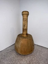 EARLY-MID 19TH CENTURY PRIMATIVE ANTIQUE WOODEN KITCHEN MASHER HERB POTATO TOOL