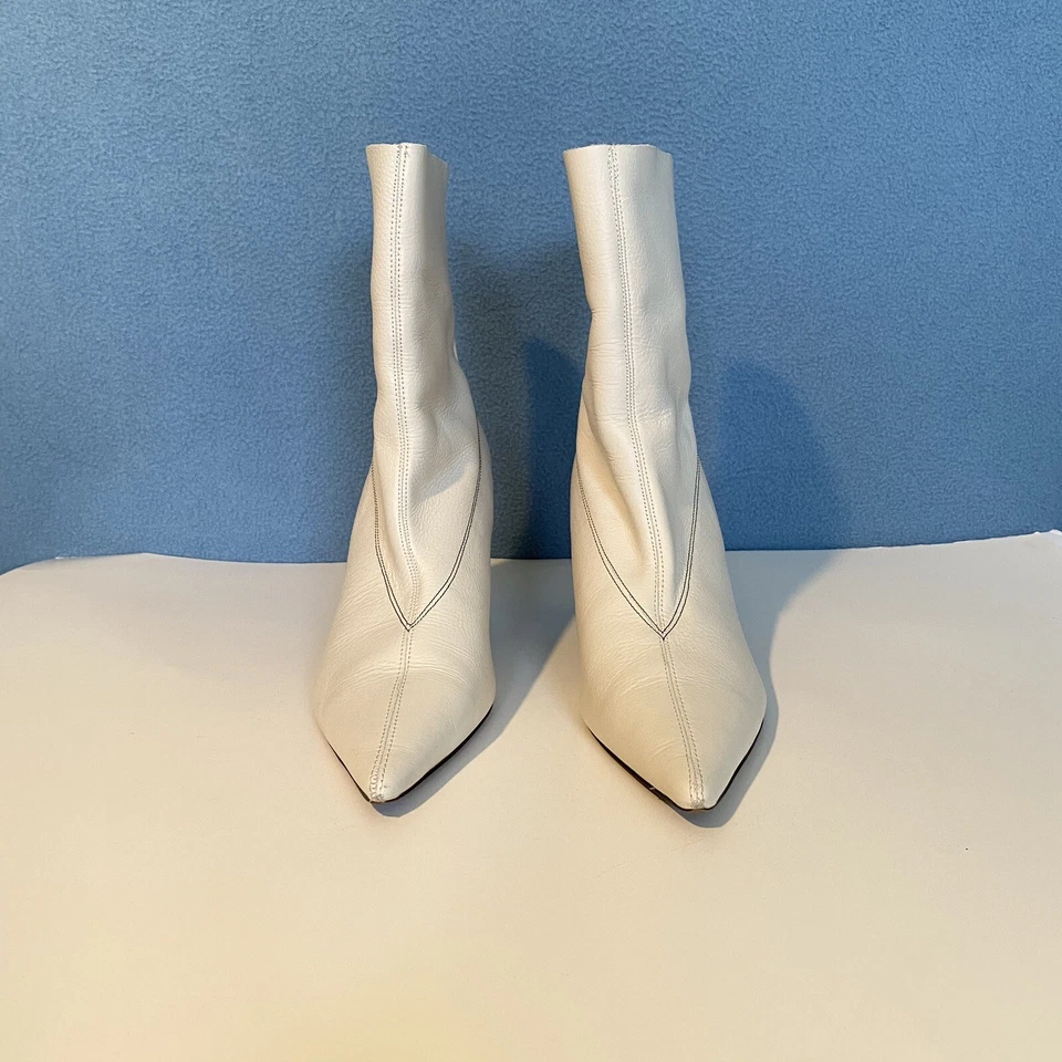 Botas Topshop Mujer Mara Cuero Punta de Suero de Lecho - Bota Blanca 9.5 Foto 2 de 4