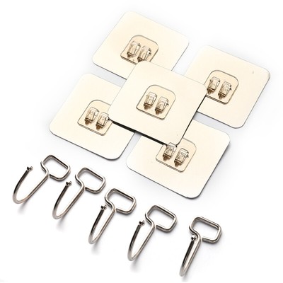 5 Pcs Stainless steel Door Hook Adhesive Wall Hooks Anti-skid Stick On H:J~