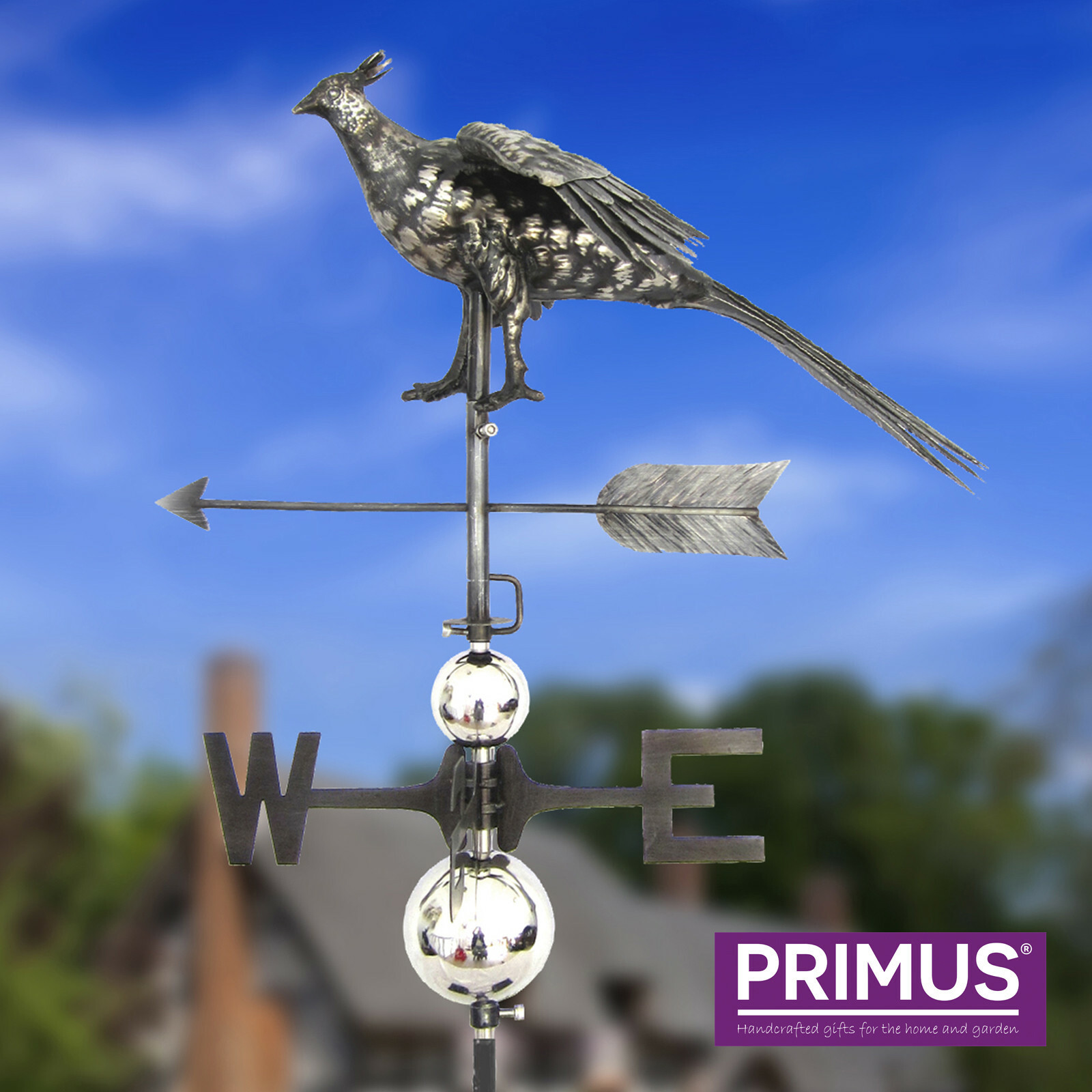 Primus 3D Pheasant Stainless Steel Weathervane with Garden Stake Weather Vane
