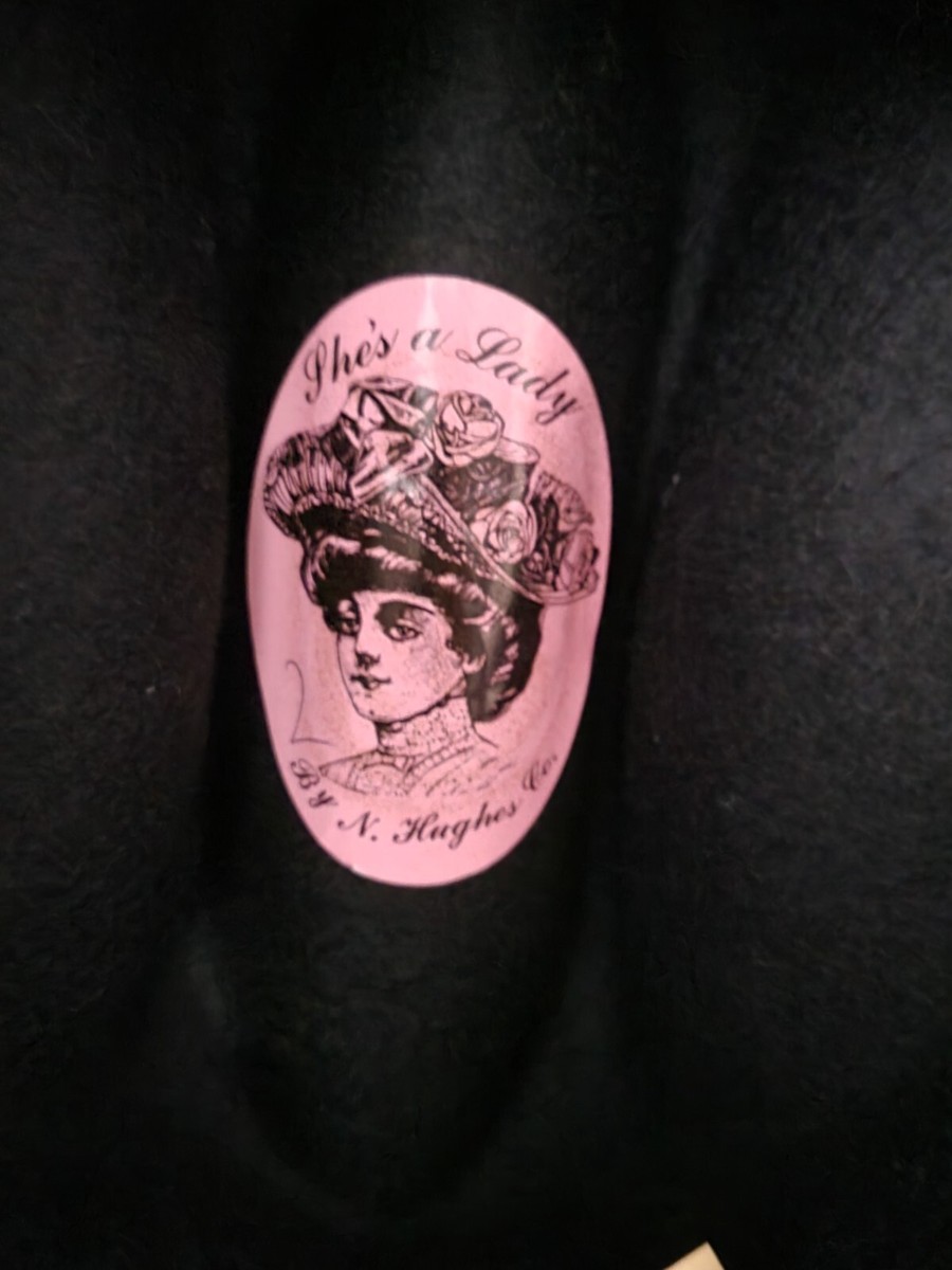 She’s A Lady By N. Hughes Co Hat Nancy Huges Co Cowboy Hat Black Wool Western Beaded She main image 4