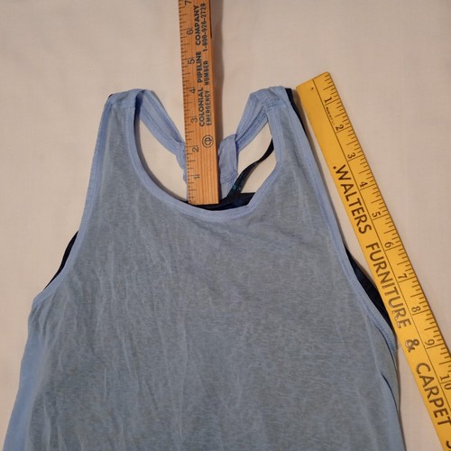 All in Motion Girls Tank Top Size L (10/12) Blue Chiffon Overlay Tank Casual EUC - Picture 7 of 9