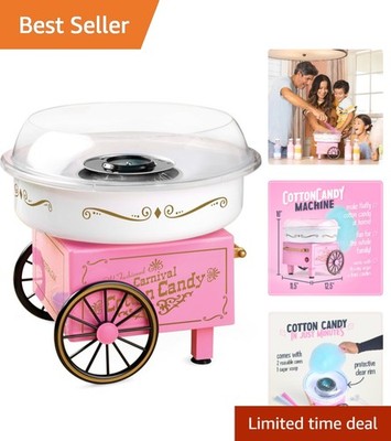 Whimsical Cotton Candy Maker - Includes 2 Reusable Cones & Easy Sugar Scoop
