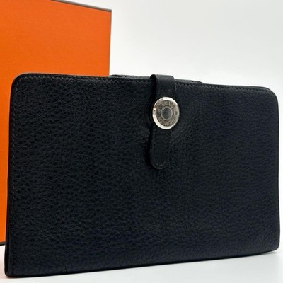 HERMES Dogon MM Long Wallet Geldbörse Serie Silber Guter Zustand Ohne Karton