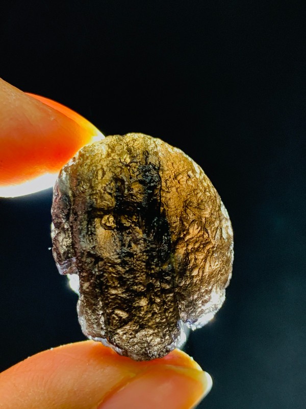 19G Saffordite-Rare Arizona glassy meteorite half transparent cintamani  30MM