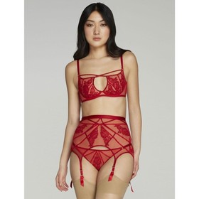 AGENT PROVOCATEUR DEMELZA Red 3 Piece Lingerie Set 36E or 36DD/4/5