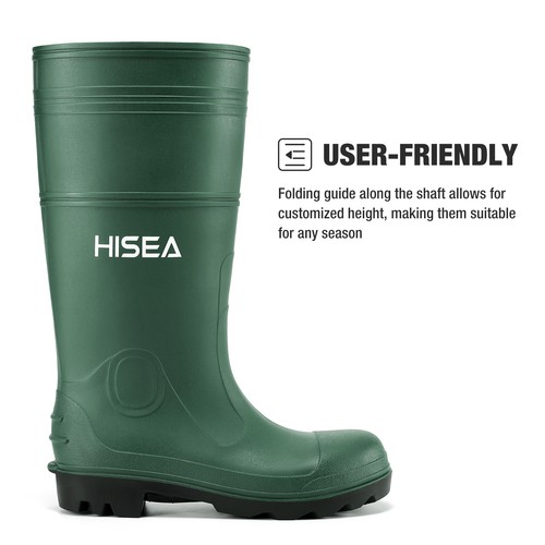 HISEA Men's Rain Boots w/Steel Shank Waterproof Garden Fishing Outdoor Work Boot - Picture 34 of 51