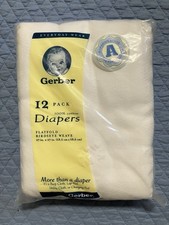 New GERBER 100 Cotton White Cloth Diapers 27 x 27 Flatfold Birdseye Weave 12