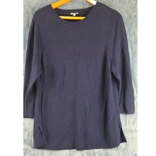 Talbots Woman Navy Blue 3/4 Sleeve Cotton Rayon Knit Pullover Sweater 3X