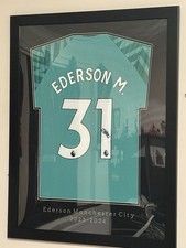 Ederson Signed Shirt In Frame With COA