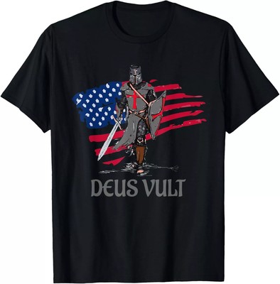 2025/NEW LIMITED Distressed Deus Vult Crusader, God Wills it T-Shirt S-3XL Made