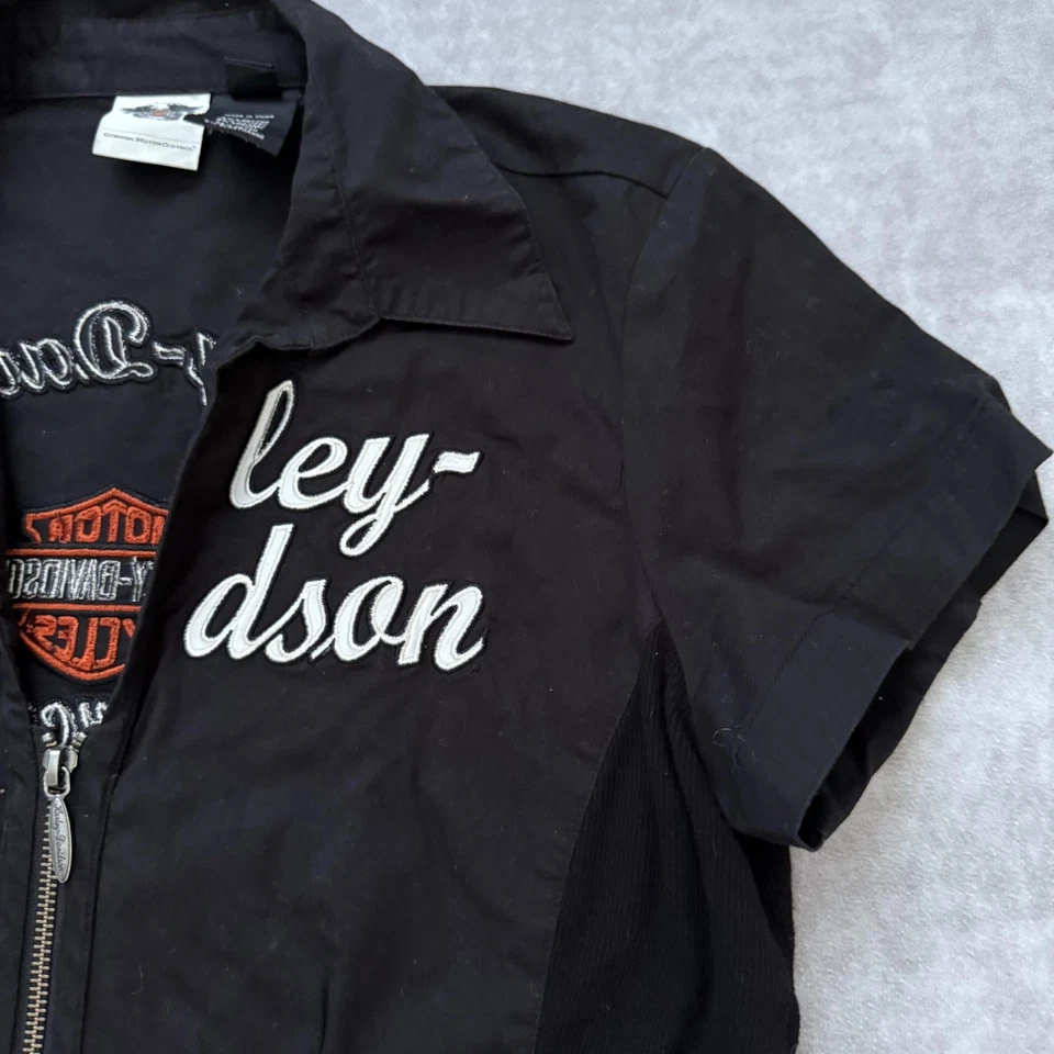 Camisa Harley-Davidson para mujer M negra cremallera bordada alas Foto 4 de 4